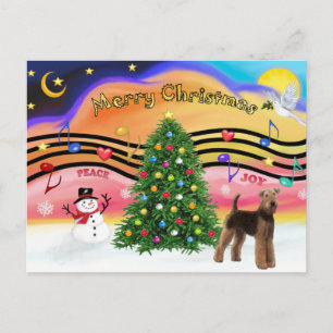 Christmas Music 2 - Airedale (stand) Holiday Postcard