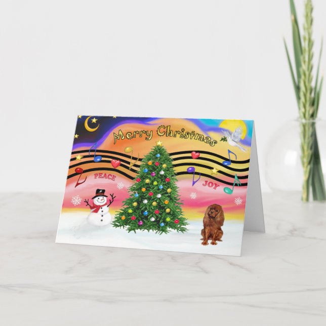 Christmas Music 2 - Cavalier (Ruby) Holiday Card (Front)