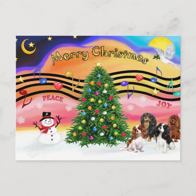 Christmas Music 2 - Cavaliers (four) Holiday Postcard (Front)