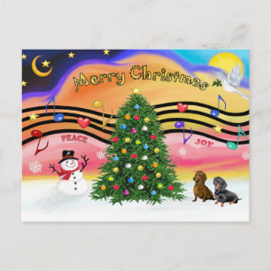 Christmas Music 2 - Dachshunds (two) Holiday Postcard
