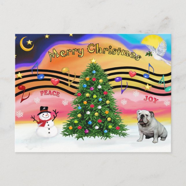 Christmas Music 2 - English Bulldog (9) Holiday Postcard (Front)