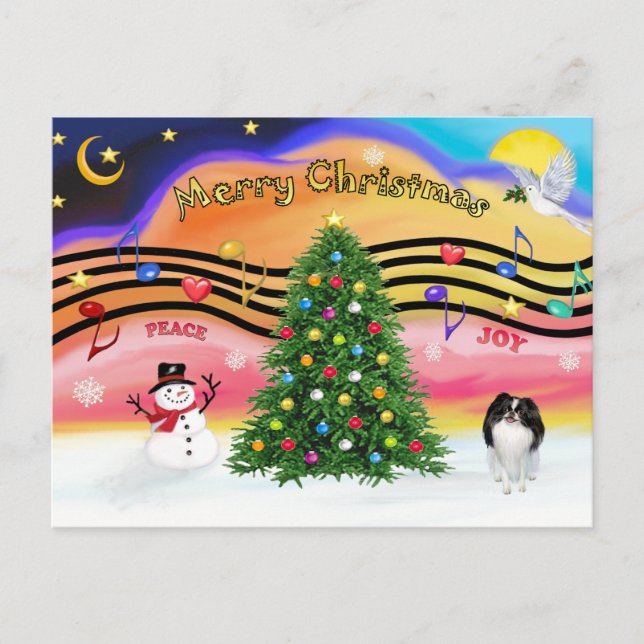 Christmas Music 2 - Japanese Chin Holiday Postcard (Front)