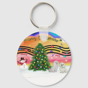 Christmas Music 2 - Maltese (two) Key Ring