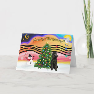 Christmas Music 2-Poodle-Black Standard Holiday Card