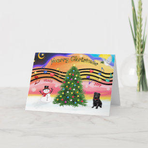 Christmas Music 2 - Pug (black) Holiday Card