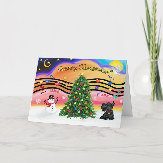 Christmas Music 2 - Scottish Terrier 12 Holiday Card (Front)