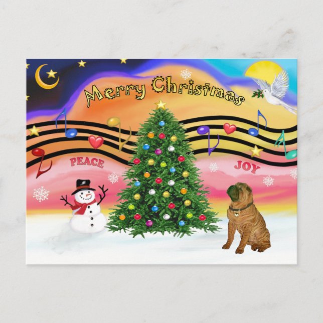 Christmas Music 2 - SharPei 4 Holiday Postcard (Front)