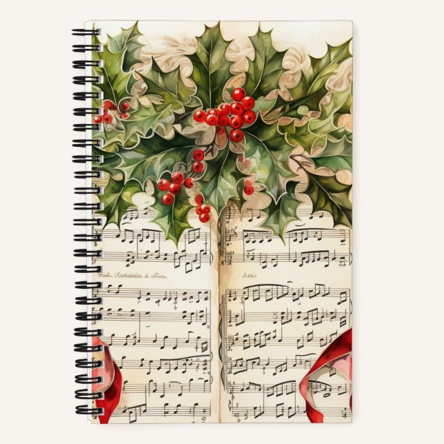 Christmas Music 5.5" x 8.5" Spiral Notebook (Front)