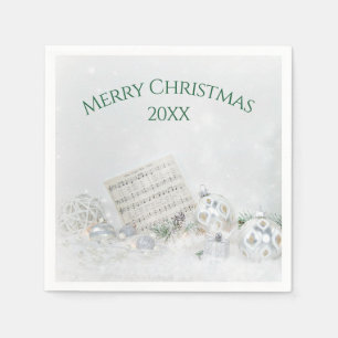 Christmas Music and Ornaments In Snow Napkin