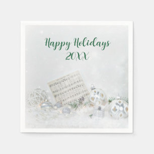 Christmas Music and Ornaments In Snow Napkin