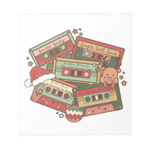 Christmas Music Cassette Tapes Notepad