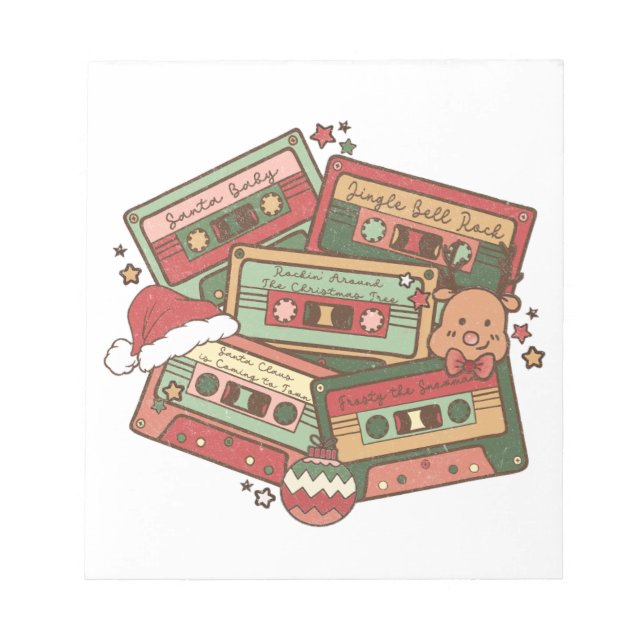 Christmas Music Cassette Tapes Notepad (Front)
