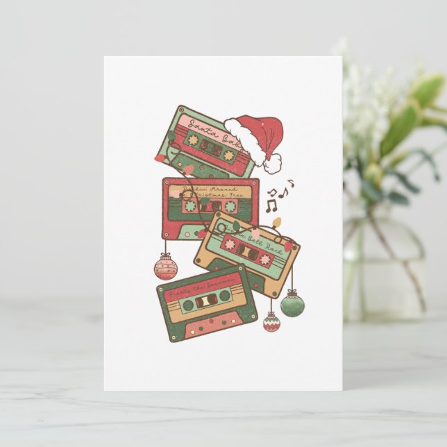 Christmas Music Cassette Tapes Thank You Card (Standing Front)
