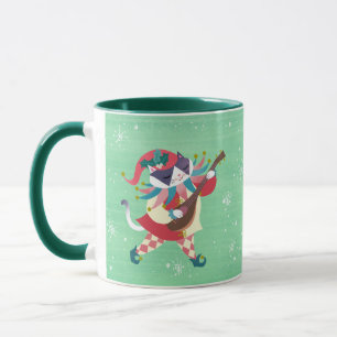 Christmas Music Elf Cat Green Mug