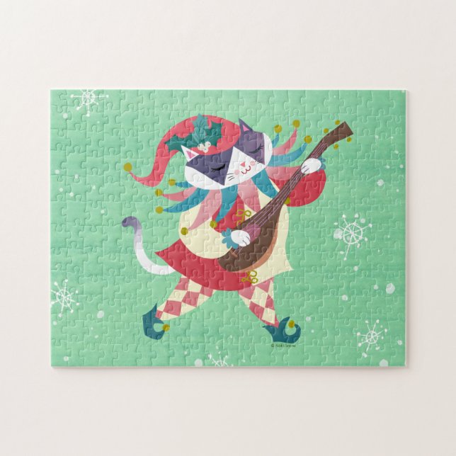 Christmas Music Elf Cat Jigsaw Puzzle (Horizontal)