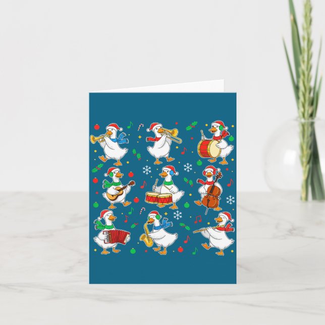 Christmas Music Goose Teacher Shirt, Holiday Music Card (Front)