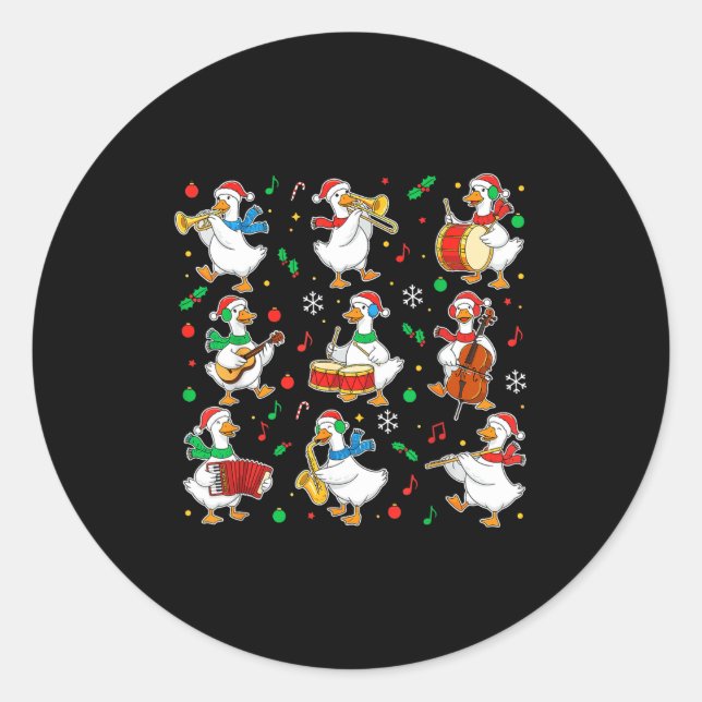 Christmas Music Goose Teacher Shirt, Holiday Music Classic Round Sticker (Front)