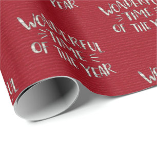 Christmas music greeting on red wrapping paper