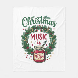 Christmas Music Is Jam Jar Pine Wreath Headphones Fleece Blanket