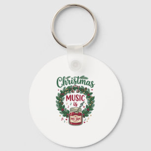 Christmas Music Is Jam Jar Pine Wreath Headphones Key Ring
