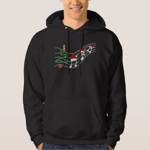 Christmas Music Notes Santa Hat Treble Clef Hoodie