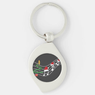 Christmas Music Notes Santa Hat Treble Clef Key Ring