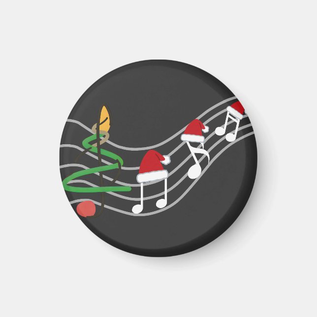 Christmas Music Notes Santa Hat Treble Clef  Magnet (Front)