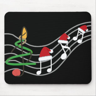 Christmas Music Notes Santa Hat Treble Clef Mouse Mat