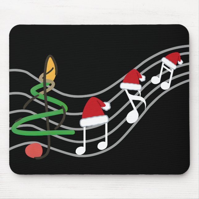 Christmas Music Notes Santa Hat Treble Clef  Mouse Mat (Front)