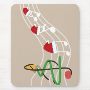 Christmas Music Notes Santa Hat Treble Clef Mouse Mat