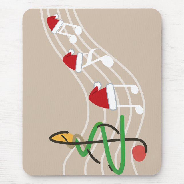 Christmas Music Notes Santa Hat Treble Clef  Mouse Mat (Front)