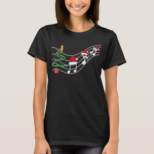 Christmas Music Notes Santa Hat Treble Clef  T-Shirt