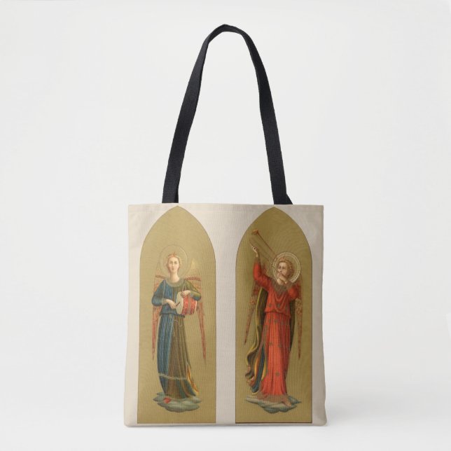 Christmas Musician Angels, Vintage Renaissance Tote Bag (Front)