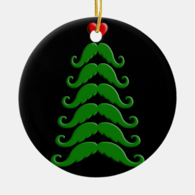 Christmas Mustache Tree Ceramic Tree Decoration (Front)