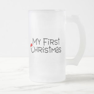 Christmas My First Christmas (Santa Hat) Frosted Glass Beer Mug