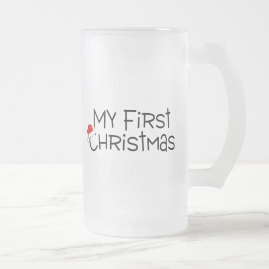 Christmas My First Christmas (Santa Hat) Frosted Glass Beer Mug