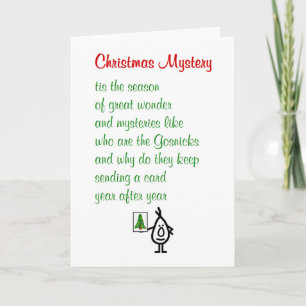 Christmas Mystery - a funny Merry Christmas poem Holiday Card