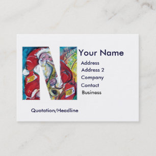CHRISTMAS N LETTER / SANTA CLAUS WITH SAX BUSINESS CARD