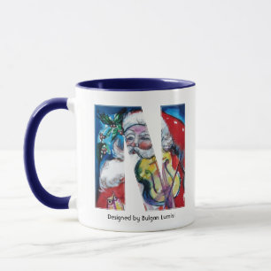 CHRISTMAS N LETTER / SANTA  WITH VIOLIN MONOGRAM MUG