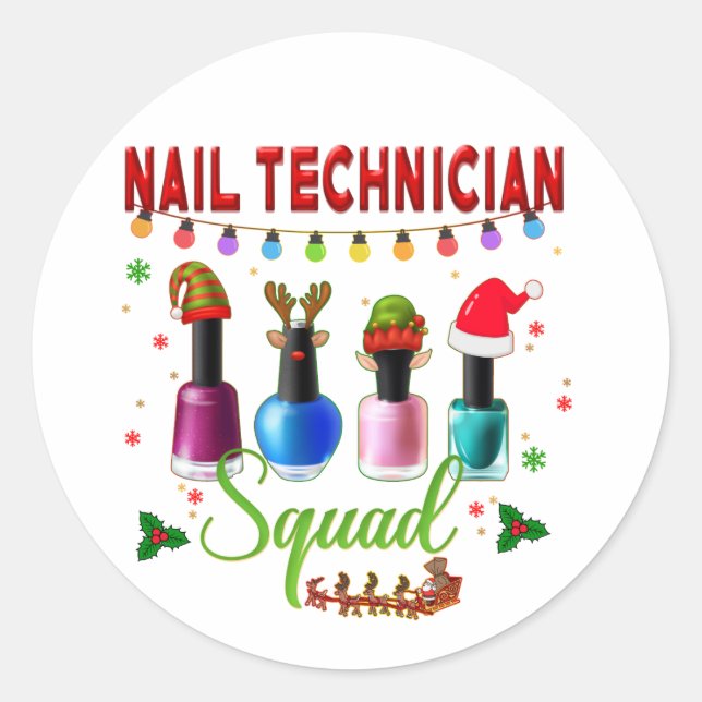 Christmas Nail Technician Xmas Salon Owners  Classic Round Sticker (Front)