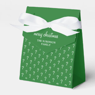 Christmas Name Monogram Green Question Mark  Favour Box
