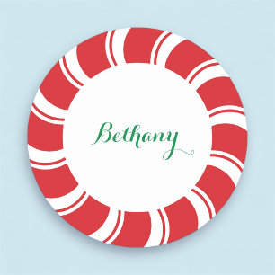 Christmas Name Tag Badge Round 3" Holiday Party