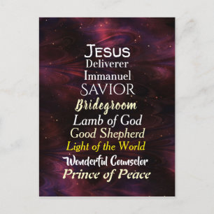 Christmas Names of Jesus Holiday Postcard