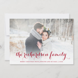 Christmas Names   Red with Photo Holiday Card