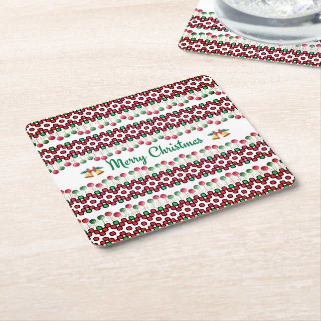 Christmas Napkins Square Paper Coaster (Angled)
