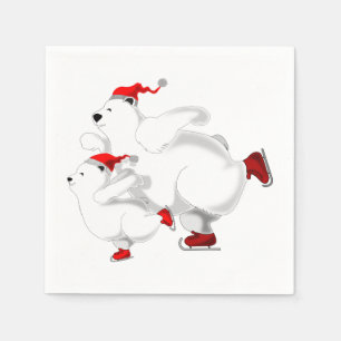 Christmas Napkins with Happy Bear Family