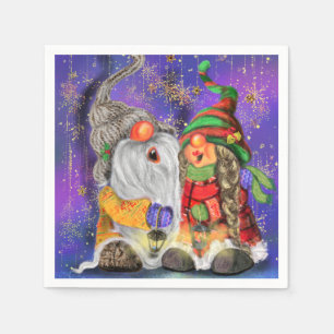 Christmas Napkins with Happy Party Gnomes