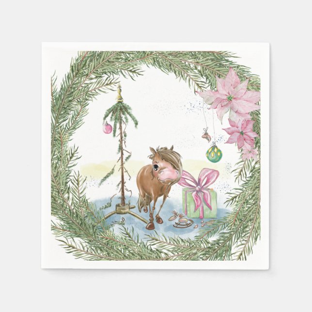 Christmas napkins with pony picture (Front)