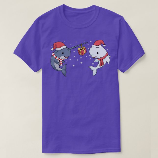 Christmas Narwhal Gift Kids Beluga Whale Present W T-Shirt (Design Front)