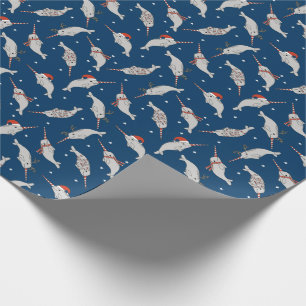 Christmas Narwhal navy Wrapping Paper